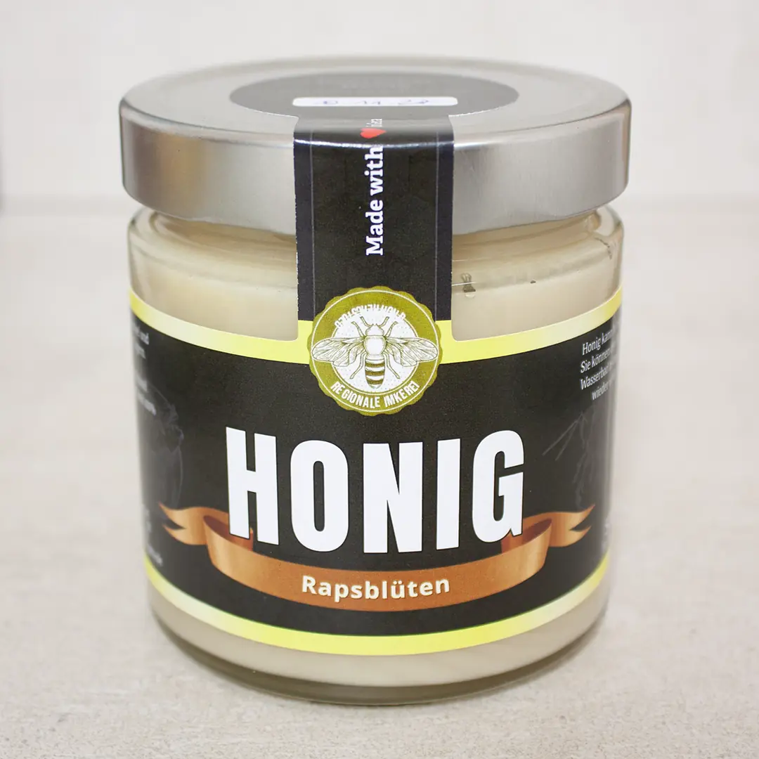 Glas mit cremigem Rapshonig vom Imker aus Gera